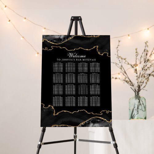 Custom Bar Mitzvah Black Gold Seating Chart