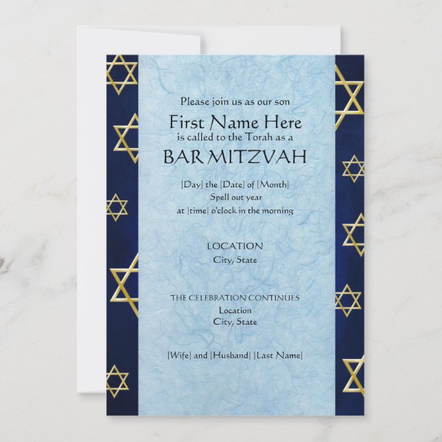 Custom Bar Mitzvah Invitations (2014) (Front)