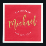 CUSTOM Bar Mitzvah lunch red gold calligraphy Paper Dinner Napkins<br><div class="desc">by kat massard >>> WWW.SIMPLYSWEETPAPERIE.COM <<<</div>