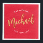 CUSTOM Bar Mitzvah lunch red gold calligraphy Paper Dinner Napkins<br><div class="desc">by kat massard >>> WWW.SIMPLYSWEETPAPERIE.COM <<<</div>