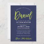 CUSTOM Bar Mitzvah modern navy   lime DANIEL Invitation<br><div class="desc">*** NOTE - THE SHINY GOLD FOIL EFFECT IS A PRINTED PICTURE *** - - - - - - - - - - - - - - - - - - - - - - - - CONTACT ME for custom "faux gold foil effect type" Love the design, but would...</div>