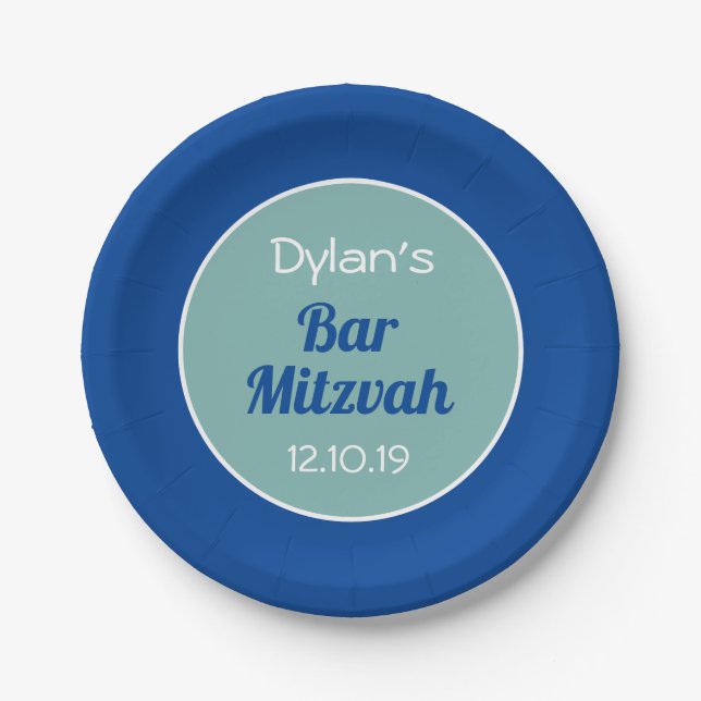 Custom Bar Mitzvah Paper Plates (Front)