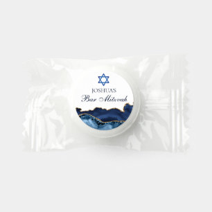 Custom Bar Mitzvah Party Navy Blue Gold Agate Life Saver® Mints