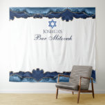 Custom Bar Mitzvah Party Navy Blue Photo Booth Tapestry<br><div class="desc">Elegant navy blue and gold agate decorates the side of this modern Bar Mitzvah party photo booth tapestry. Your son's name is written in beautiful formal script under the Star of David. Perfect for a chic,  stylish Jewish family celebrating their son being called to the Torah.</div>