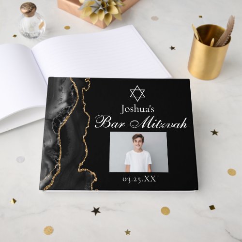 Custom Bar Mitzvah Party Photo Black Gold
