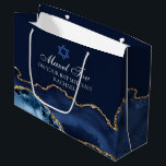Custom Bar or Bat Mitzvah Mazel Tov Navy Blue Gold Large Gift Bag<br><div class="desc">Elegant navy blue and gold agate decorates the side of this modern Bat or Bar Mitzvah gift bag. Mazel Tov! Customize it under the Star of David. Perfect present for a chic,  stylish Jewish family.</div>