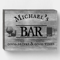 Custom Bar Personalized Gift Rustic Good Drinks