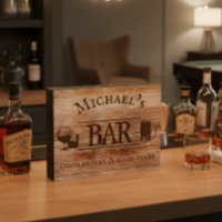 Custom Bar Personalized Gift Rustic Good Drinks