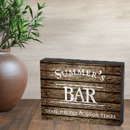 Custom Bar Personalized Gift Rustic Good Drinks Wooden Box Sign