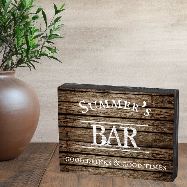 Custom Bar Personalized Gift Rustic Good Drinks Wooden Box Sign (Creator Uploaded)