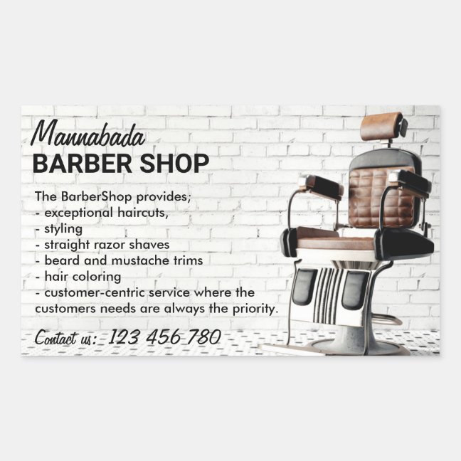 Custom Barber Logo Custom Typography Classic Rectangular Sticker