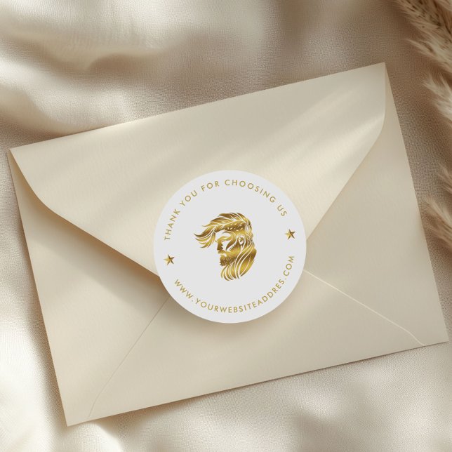 Custom Barber Logo Custom Typography Classic Round Sticker (Creator Uploaded)