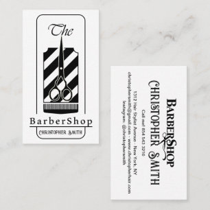Custom Barber Shop in Black and White Business Card