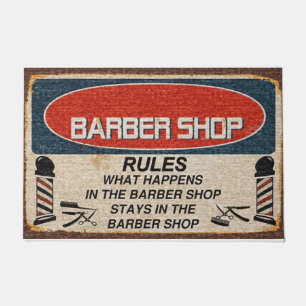 Custom Barber Shop Rules Mat, Vintage Doormat