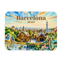 Custom Barcelona Spain Watercolor Park Guell Retro