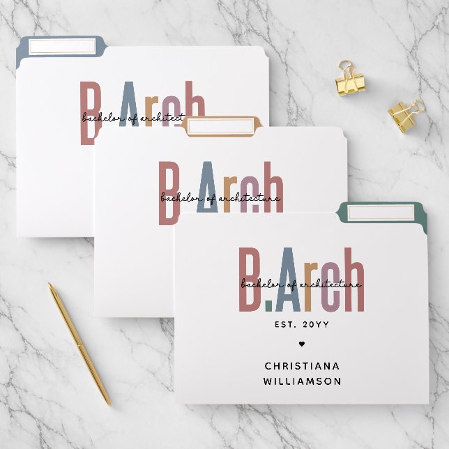 Custom BArch Bachelor of Architecture Graduation File Folder (Set)