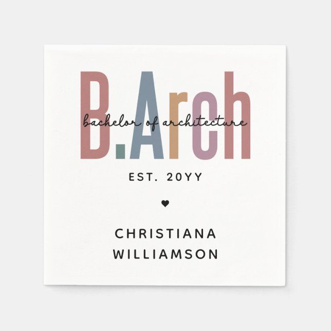 Custom BArch Bachelor of Architecture Graduation Napkins (Front)