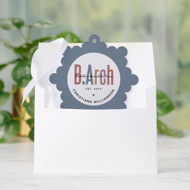 Custom BArch Bachelor of Architecture Graduation Ornament Card (Envelope)