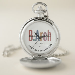 Custom BArch Bachelor of Architecture Graduation Pocket Watch