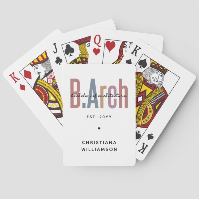 Custom BArch Bachelor of Architecture Graduation Poker Cards (Back)