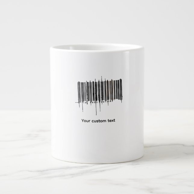Custom Barcode Text Design Giant Coffee Mug (Front)