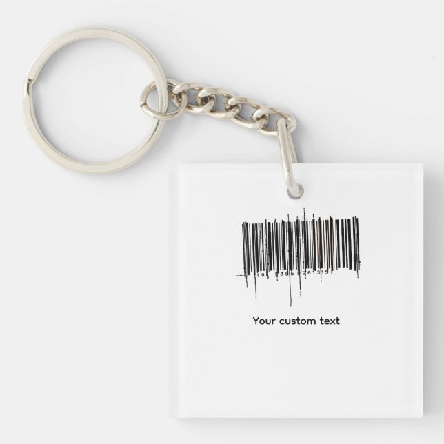Custom Barcode Text Design Keychain (Front)