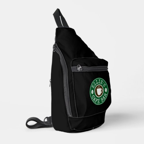 Custom barista sling bag with coffee shop logo