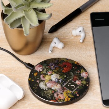 Custom Baroque Flowers Still Life Art Painting Wireless Charger by CaseConceptCreations at Zazzle