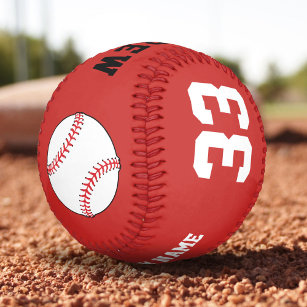 Custom Baseball Ball - Name Team Number Red