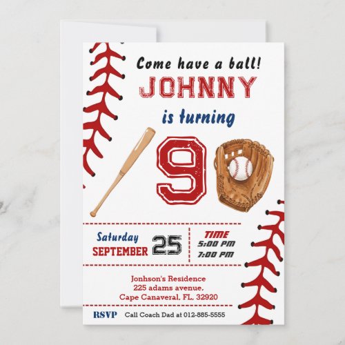 Custom Baseball Birthday Invitation with Photo