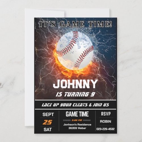 Custom Baseball Birthday Party Invitation