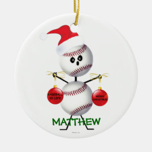 Custom Baseball Christmas Ceramic Ornament