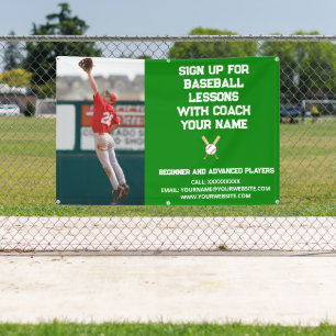 Custom Baseball Coach Coaching Class Lessons Green Banner