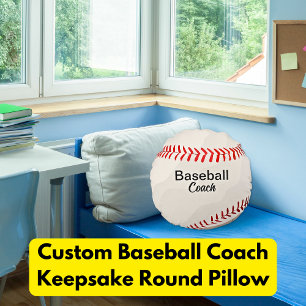 Custom Baseball Coach Keepsake Round Pillow