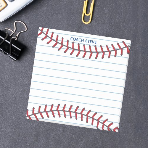 Custom Baseball Coach or Ball Player Lined Sports Post_it Notes