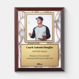 Custom Baseball Coach Photo & appreciation Message Award Plaque