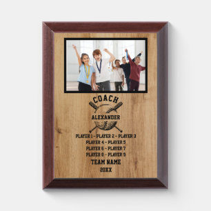 Custom Baseball Coach & team Photo, Player's Name Award Plaque