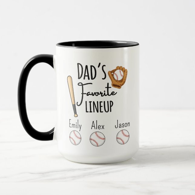 Custom Baseball Dad Mug, Personalized Baseball Dad Mug (Left)