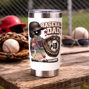 Custom Baseball Dad Photo Name Insulated Tumbler