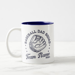 Custom Baseball Dad Squad with Team Name Number  Two-Tone Coffee Mug