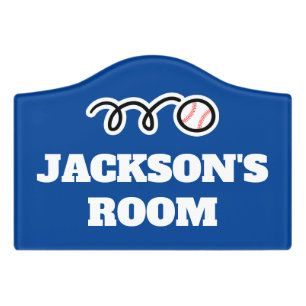 Custom baseball door sign for kid's bedroom