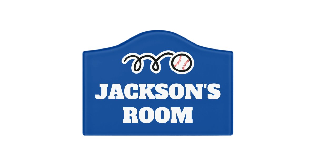 Custom baseball door sign for kid's bedroom | Zazzle