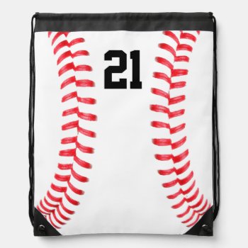 Custom Baseball Drawstring Backpack Bag by SoccerMomsDepot at Zazzle