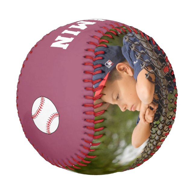 Custom Baseball for Kids Name Number Photo  (Angled)