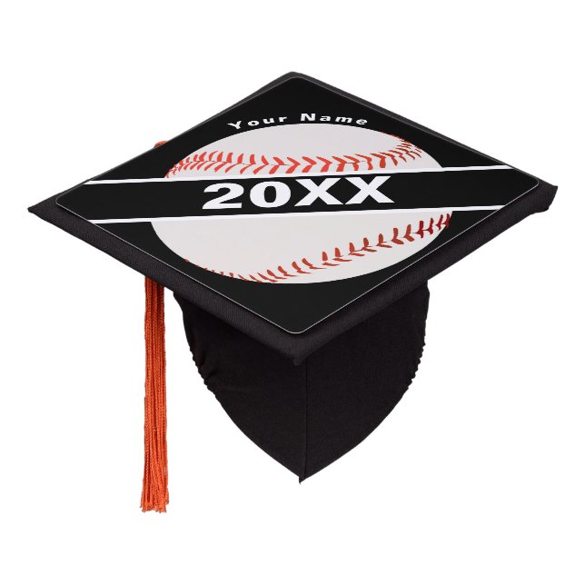 Custom Baseball Graduation Cap Topper (Angled)