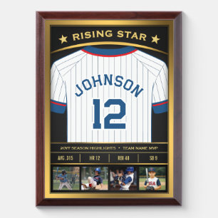Custom Baseball Jersey Number Stats Team Colors Award Plaque