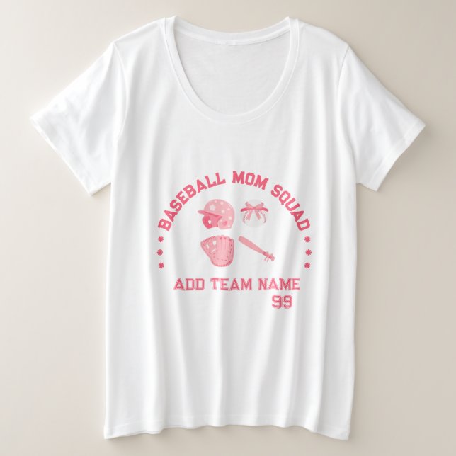 Custom Baseball Mom cheering Plus Size T-shirt (Design Front)