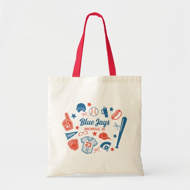 Custom Baseball Mom Proud Softball Mama Game Day Tote Bag (Front)