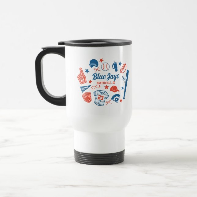 Custom Baseball Mom Proud Softball Mama Game Day Travel Mug (Left)