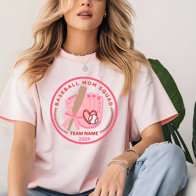 Custom Baseball Mom Squad Personailzed Team Name T-Shirt (Baseball Mom Sport Custom Shirt)